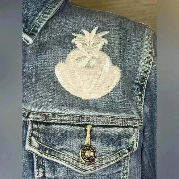 Upcycled Denim Jacket Womens Size Small One-of-a-kind Bachelorette Wedding Bride - Picture 5 of 9